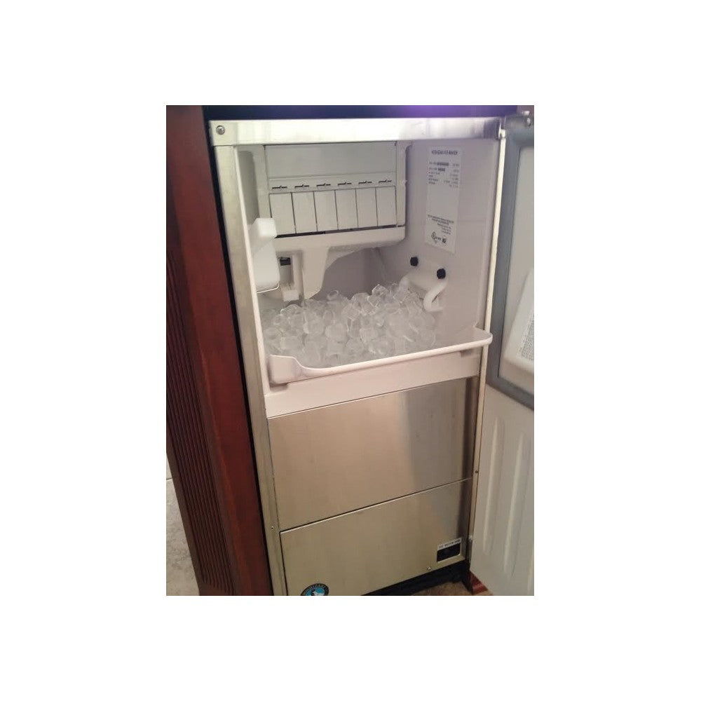 Hoshizaki AM-50BAK-DS top hat undercounter ice machine, with door open