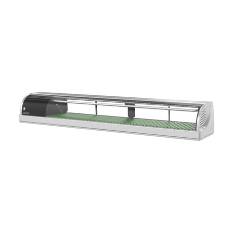 Hoshizaki HNC-180BA-L-SLH 70.9" refrigerated sushi display case, front view, doors closed