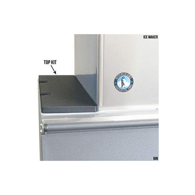 Hoshizaki HS-2035 22-inch ABS top kit covering open bin top beside a Hoshizaki modular ice machine