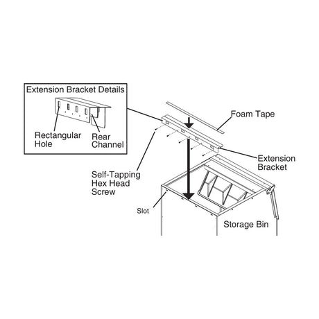 Hoshizaki top kit extension bracket diagram (extension style shown is representative for HS-2147)