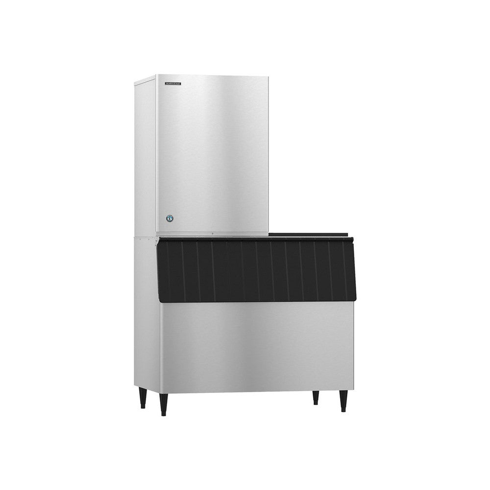 Hoshizaki KM-1340MRJZ3 remote condenser crescent cube ice machine on Hoshizaki ice storage bin