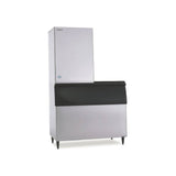 Hoshizaki KM-1601MRJZ3 remote condenser crescent cube ice machine on Hoshizaki ice storage bin