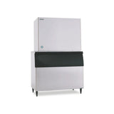 Hoshizaki KM-2600SRJZ3 remote condenser crescent cube ice machine on Hoshizaki ice storage bin