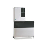 Hoshizaki KM-901MRJZ3 remote condenser crescent cube ice machine on Hoshizaki ice storage bin