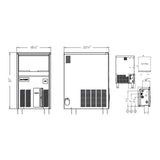 Ice-O-Matic UCG130A undercounter ice machine dimensional drawing from the spec sheet