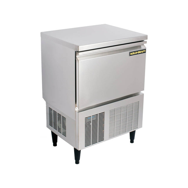 Kold-Draft KD-110E 24-4/5-inch undercounter cocktail cube ice machine, angled view with door closed