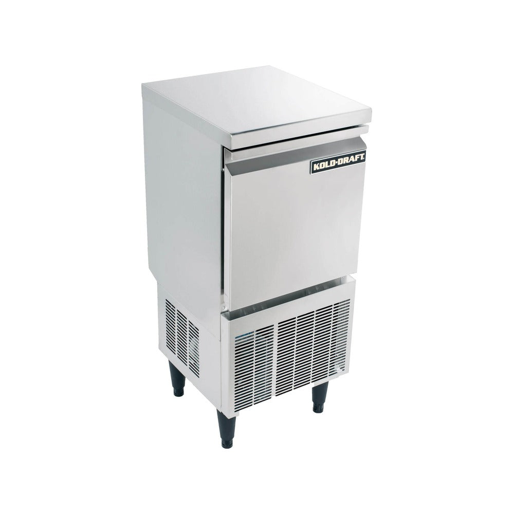 Kold-Draft KD-50E 15-1/2-inch undercounter cocktail cube ice machine, angled view with door closed