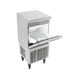 Kold-Draft KD-50E undercounter ice machine with the bin door open showing stored ice