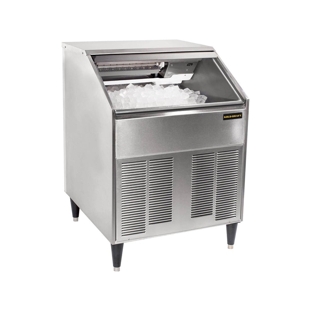 Kold-Draft SC201ACE undercounter ice machine with the bin door open showing stored ice