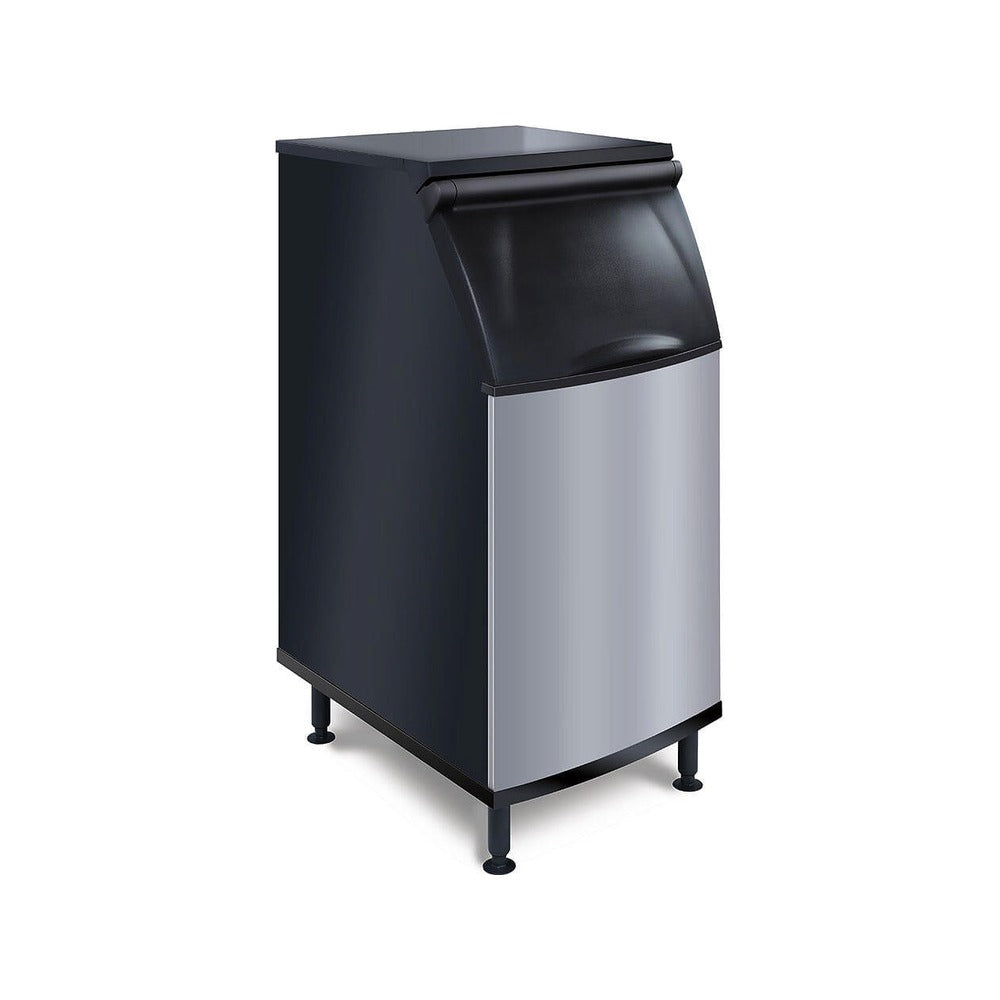 Koolaire K420 22-inch 383 lb ice storage bin with stainless-like front and black sides