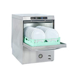 Lamber DSP4EKDPS high temperature undercounter dishwasher, door open with rack loaded