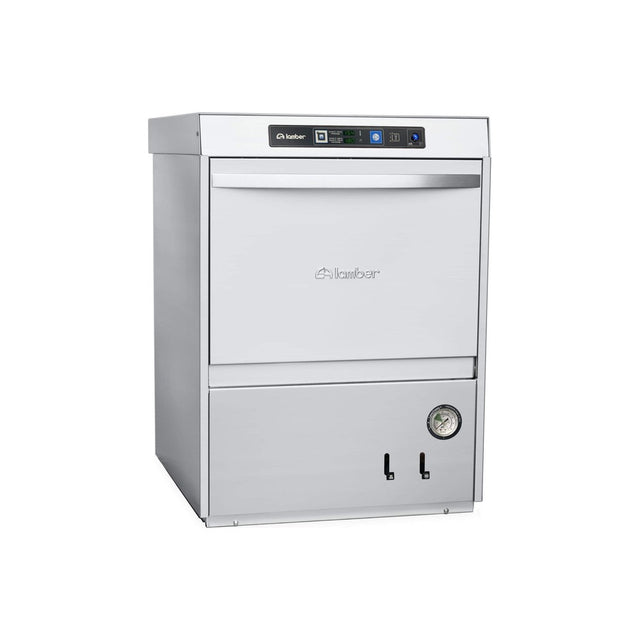 Lamber F99EKDPS high temperature undercounter dishwasher, front view, door closed