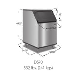 Manitowoc D570 dimension drawing from the Manitowoc spec sheet: 30" W x 34" D x 50" H
