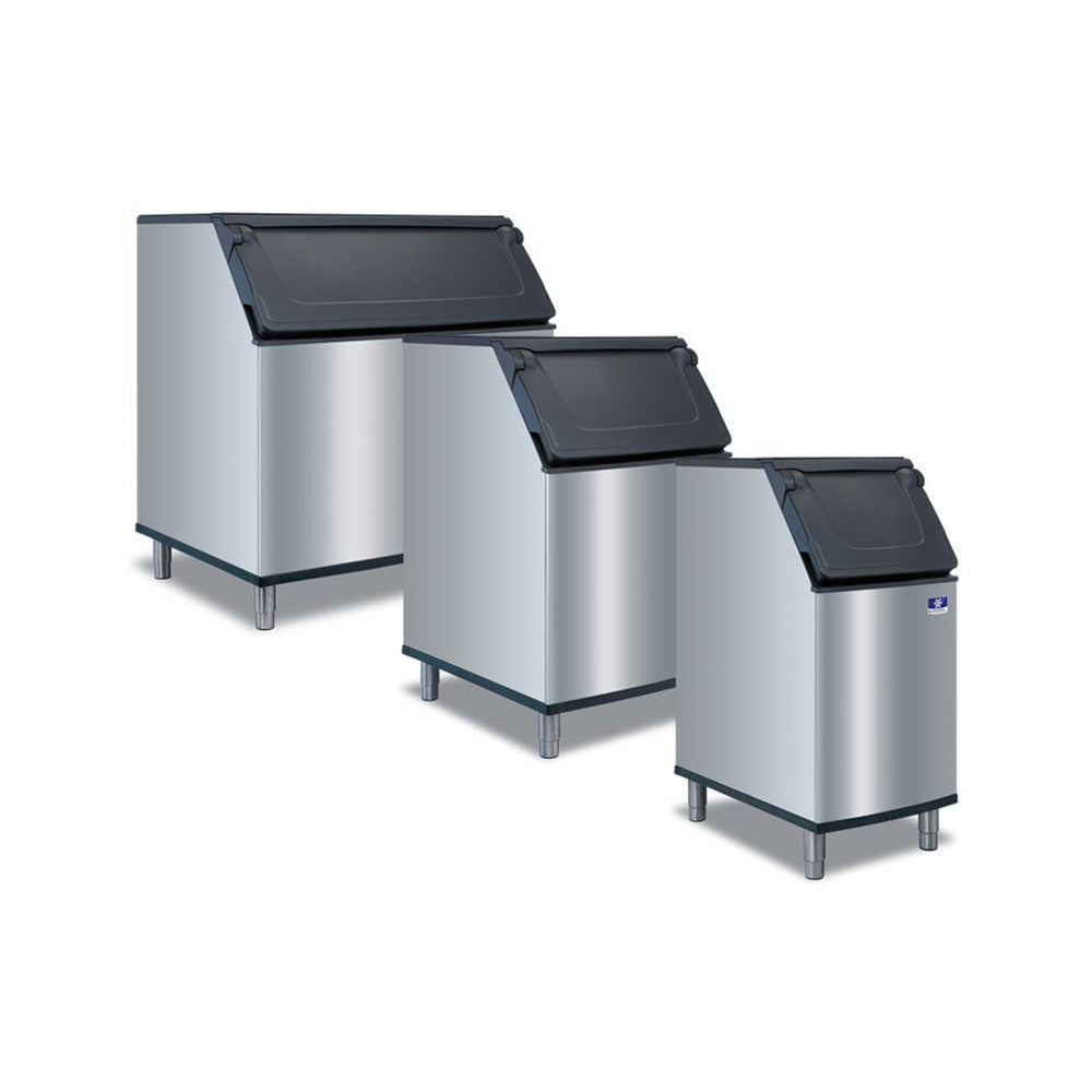 Manitowoc D-style ice storage bin family (D970, D570 and D420 shown); the D570 has the same DuraTech cabinet design