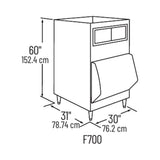 Manitowoc F700 dimension drawing from the Manitowoc spec sheet: 30" W x 31" D x 60" H