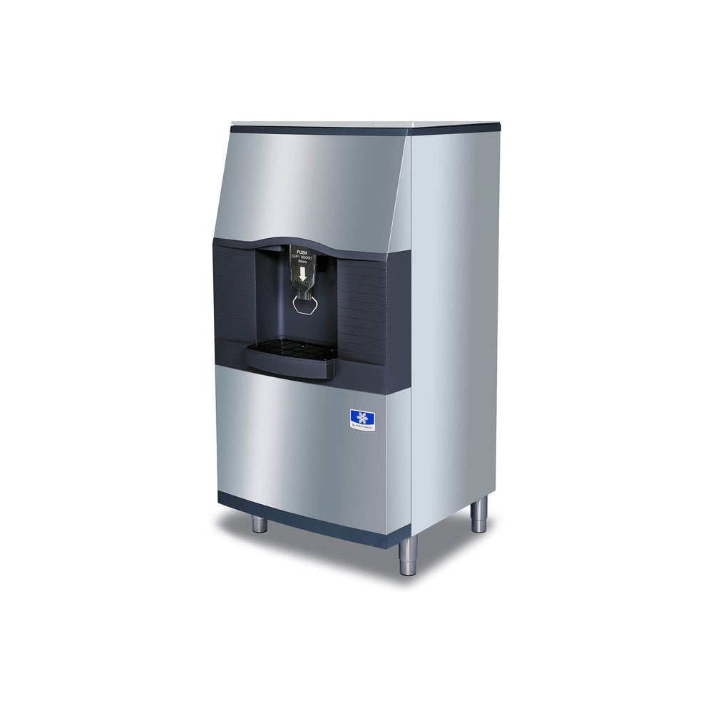 Manitowoc SPA312-161 30-inch touchless hotel ice dispenser, 180 lb storage, front angle view (ice machine sold separately)