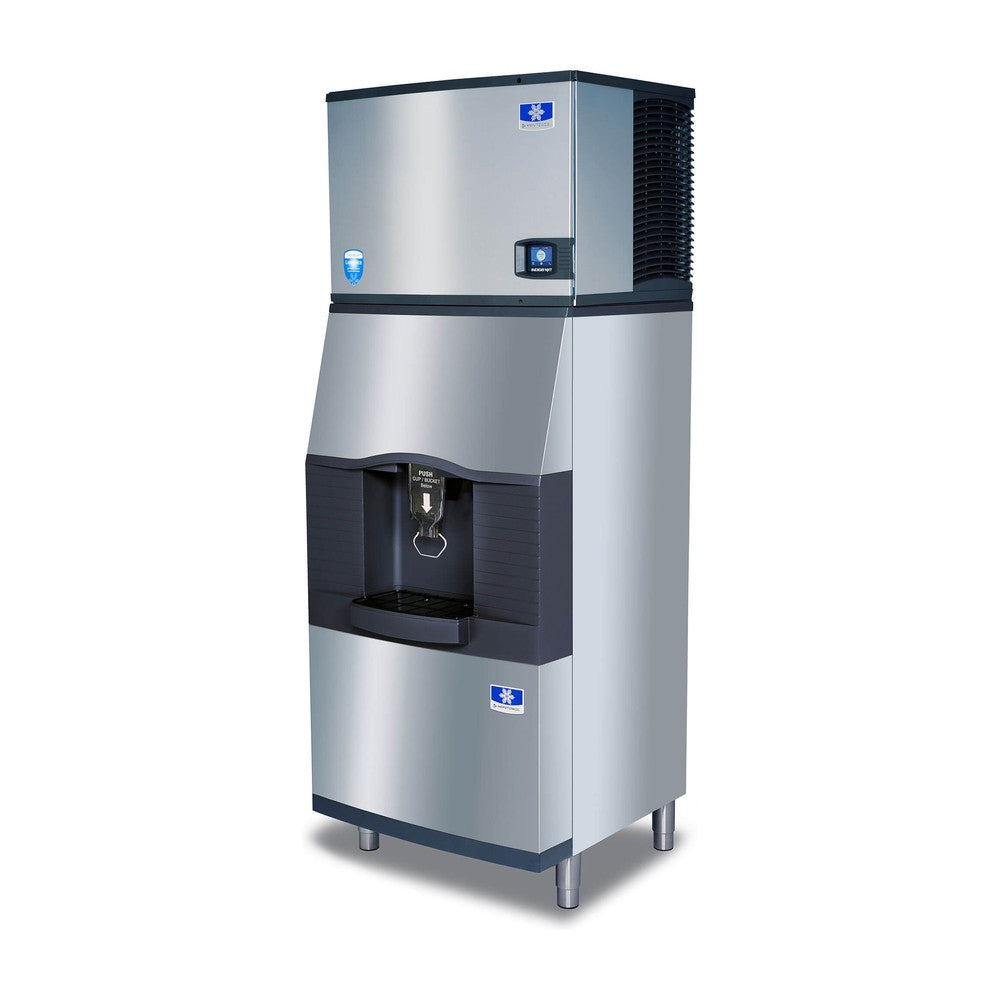 Manitowoc SPA312-161 30-inch touchless hotel ice dispenser, 180 lb storage, shown with an Indigo NXT ice machine on top (ice machine sold separately)
