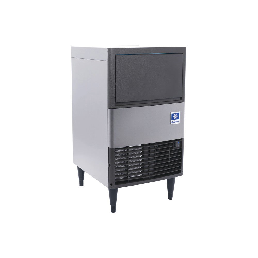 Manitowoc UDP0065A-161B NEO 65/80 compact undercounter ice machine, angled view showing the side panel and front louvers (same cabinet as the UDP0080A)