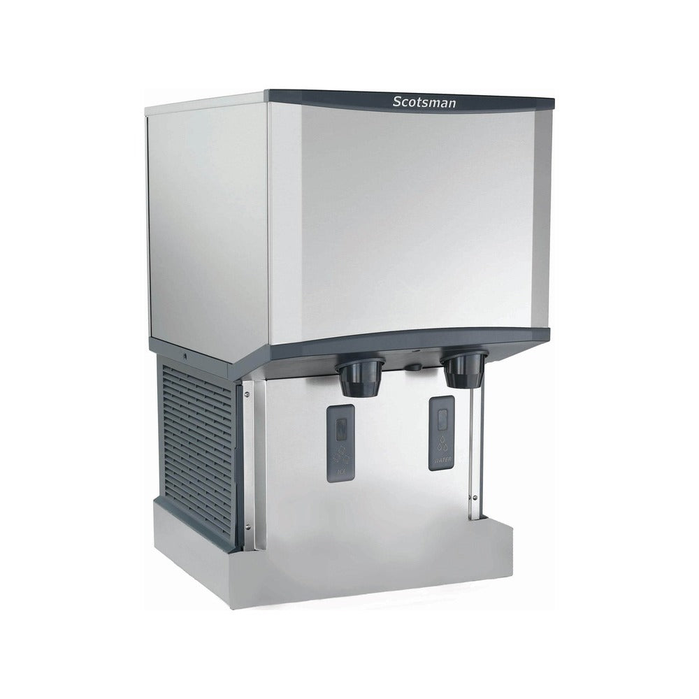 Scotsman HID525AWX-1 500 lb touch-free wall mount nugget ice & water dispenser, 25 lb storage, front angle view