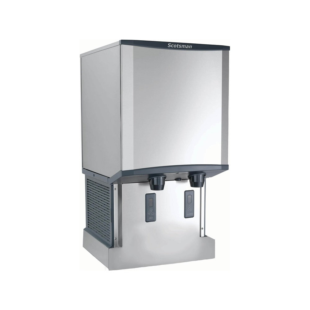 Scotsman HID540AWX-1 500 lb touch-free wall mount nugget ice & water dispenser, 40 lb storage, front angle view