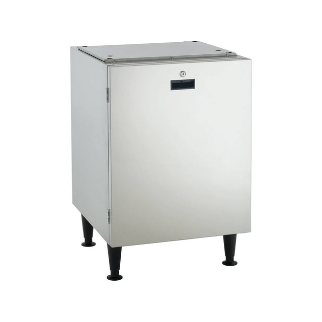 Scotsman HST21-A 21.5-inch stainless steel stand for HID525 and HID540 ice and water dispensers, with locking door, front angle view