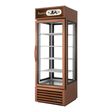 True G4SM-23-HC~TSL01 27-1/2" 1 Swing Door Four Sided Glass Refrigerated Merchandiser (copper), doors closed