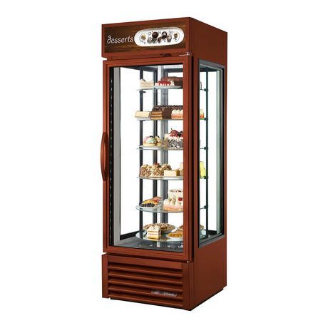 True G4SM-23RGS-HC~TSL01 27" 1 Swing Door Four Sided Glass Merchandiser (copper), doors closed