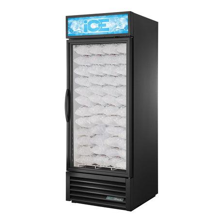 True GDIM-26NT-HC~TSL01 30" 1 Glass Door Indoor Ice Merchandiser (black), doors closed