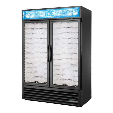 True GDIM-49NT-HC~TSL01 54-1/8" 2 Glass Door Indoor Ice Merchandiser (black), doors closed