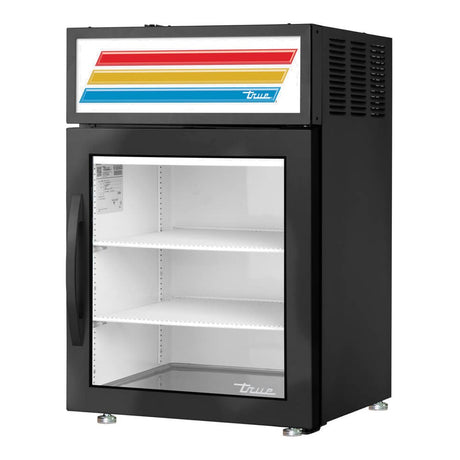 True GDM-05PT-HC~FGD01 24" Pass-Thru Countertop Refrigerated Merchandiser (black), doors closed