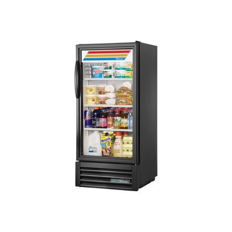 True GDM-10-HC~TSL01 24-7/8" 1 glass swing door merchandiser refrigerator, front view with doors closed