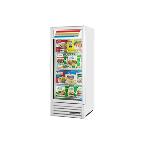 True GDM-12F-HC 24-7/8" 1 glass door merchandiser freezer, white exterior, front view with door closed