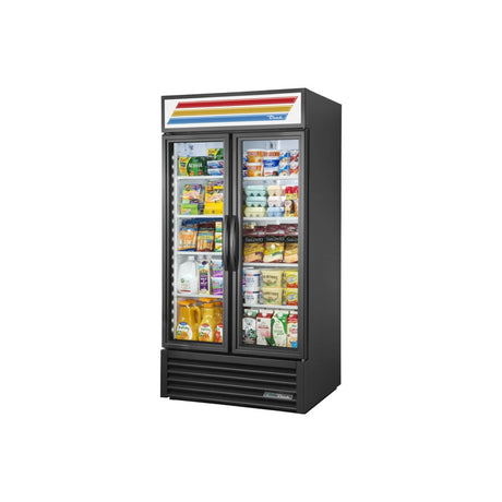 True GDM-35-HC~TSL01 39-1/2" 2 glass swing door merchandiser refrigerator, front view with doors closed