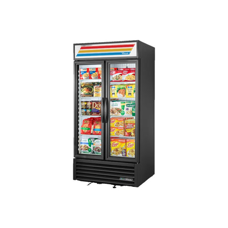 True GDM-35F-HC 39-1/2" 2 glass door merchandiser freezer, black exterior, front view with doors closed