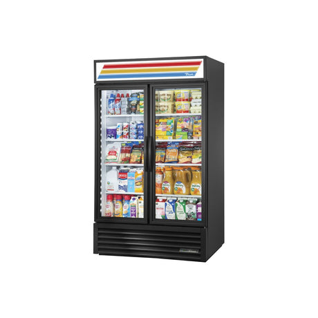 True GDM-43-HC~TSL01 47-1/8" 2 glass swing door merchandiser refrigerator, front view with doors closed