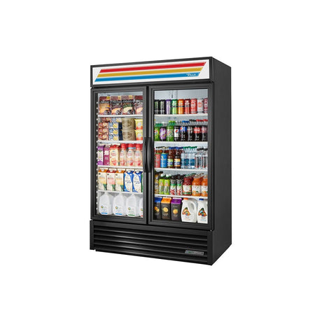 True GDM-49-HC~TSL01 54-1/8" 2 glass swing door merchandiser refrigerator, front view with doors closed