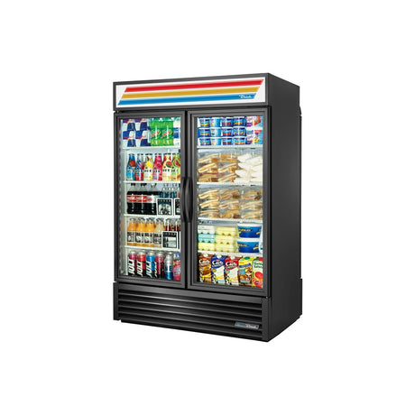 True GDM-49RL-HC~TSL01 54-1/8" 2 front / 2 rear door merchandiser refrigerator, front view with doors closed