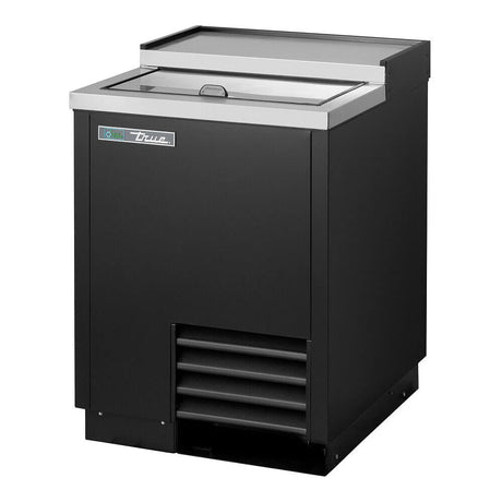True T-24-GC-HC 24-1/2" 1 Lid Glass & Plate Chiller/Froster (black), lids closed