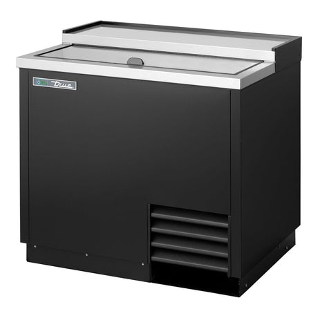 True T-36-GC-HC 36-3/4" 1 Lid Glass & Plate Chiller/Froster (black), lids closed