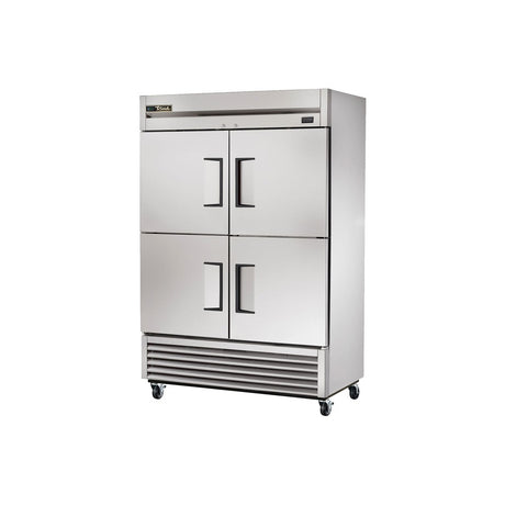 True T-49F-4-HC 54-1/8" 4 solid half door reach-in freezer, front view with doors closed
