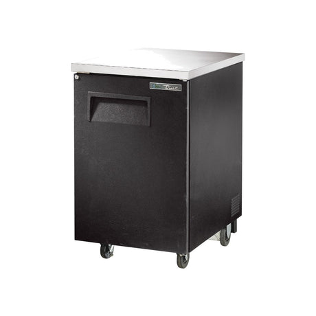 True TBB-1-HC 23-1/2" 1 solid door back bar cooler, black finish, doors closed