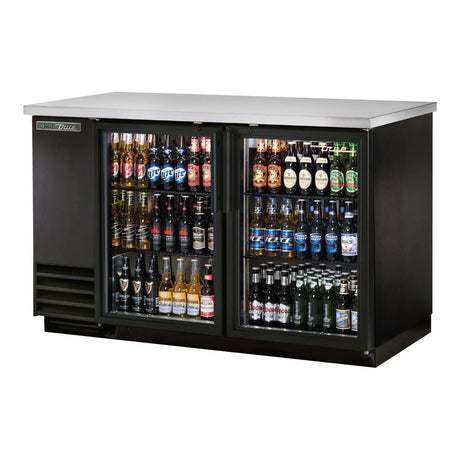 True TBB-2G-HC-LD 58-7/8" 2 glass door back bar cooler, black finish, doors closed