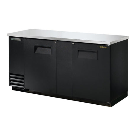 True TBB-3-HC 69-1/8" 2 solid door back bar cooler, black finish, doors closed