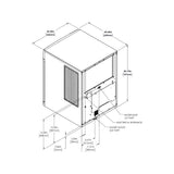 True TCIM-822 dimensional drawing from the spec sheet: plan view with water and electrical connection locations