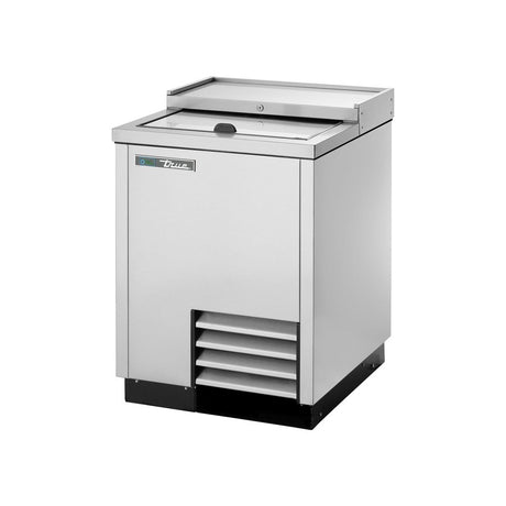 True TD-24-7-S-HC 24-1/2" deep well bottle cooler with 1 sliding lid, stainless steel finish, lids closed