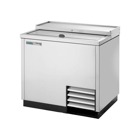 True TD-36-12-S-HC 36-3/4" deep well bottle cooler with 1 sliding lid, stainless steel finish, lids closed