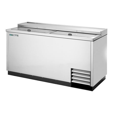 True TD-65-24-S-HC 64-5/8" deep well bottle cooler with 2 sliding lids, stainless steel finish, lids closed