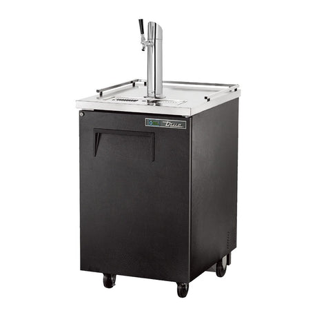True TDD-1-HC 23-1/2" black direct draw beer dispenser with 1 beer tower, doors closed