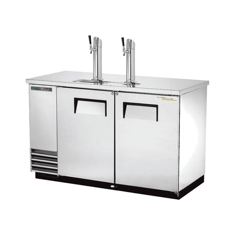 True TDD-2-S-HC 58-7/8" stainless steel direct draw beer dispenser with 2 beer towers, doors closed