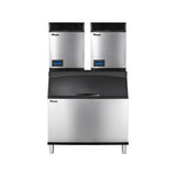 True TIB-948-A 48-inch ice storage bin shown with two 22-inch True ice machines side by side (ice machines and 4-inch adapter sold separately)